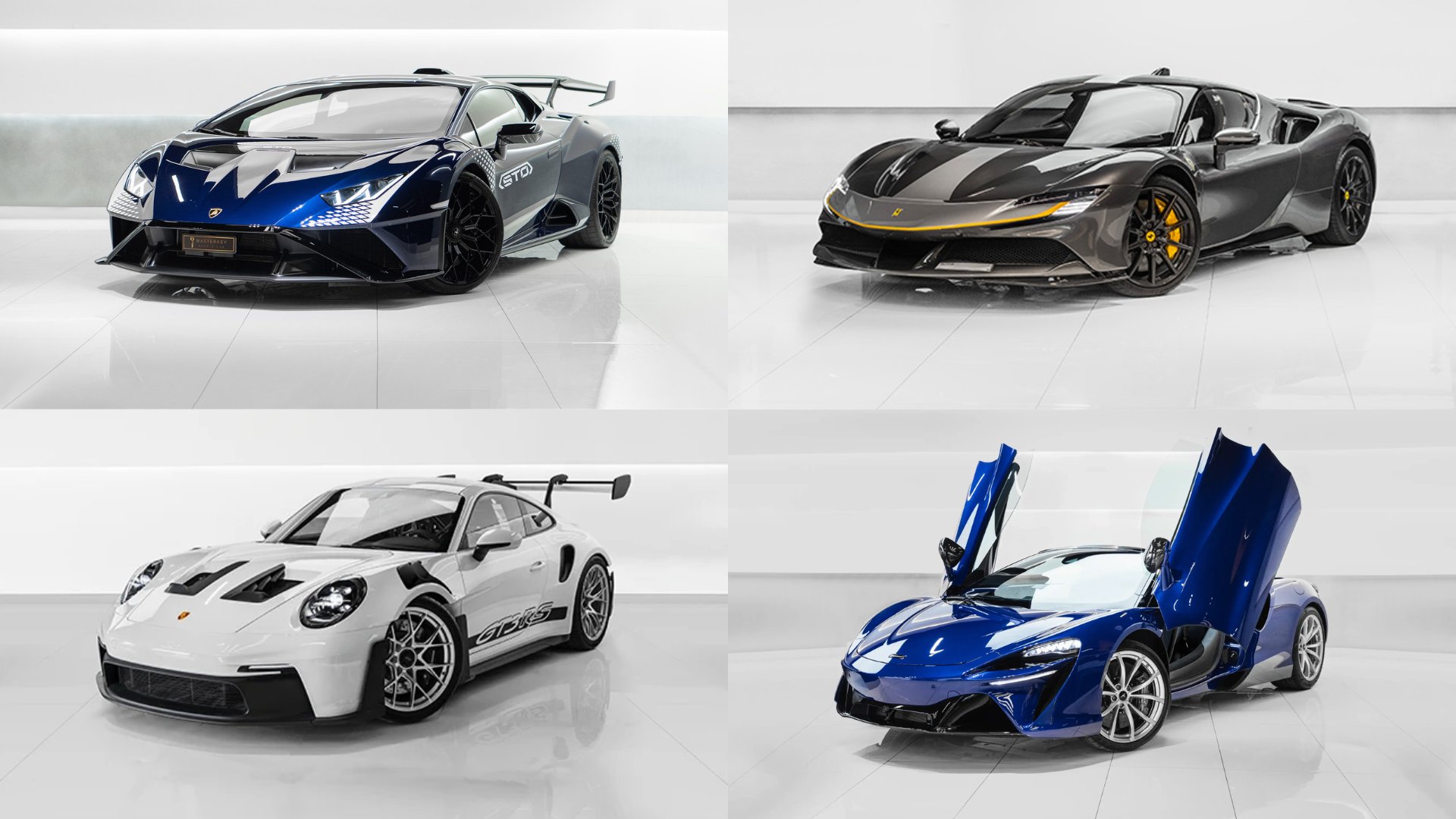 Flotte de supercars Lamborghini Ferrari Porsche McLaren