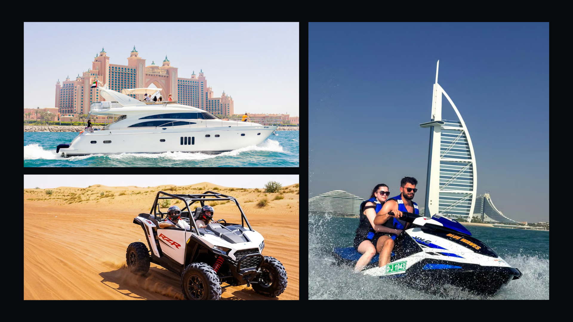 Yacht, buggy dans le désert et jet-ski à Dubai